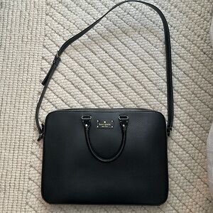 Kate Spade black leather laptop / briefcase bag